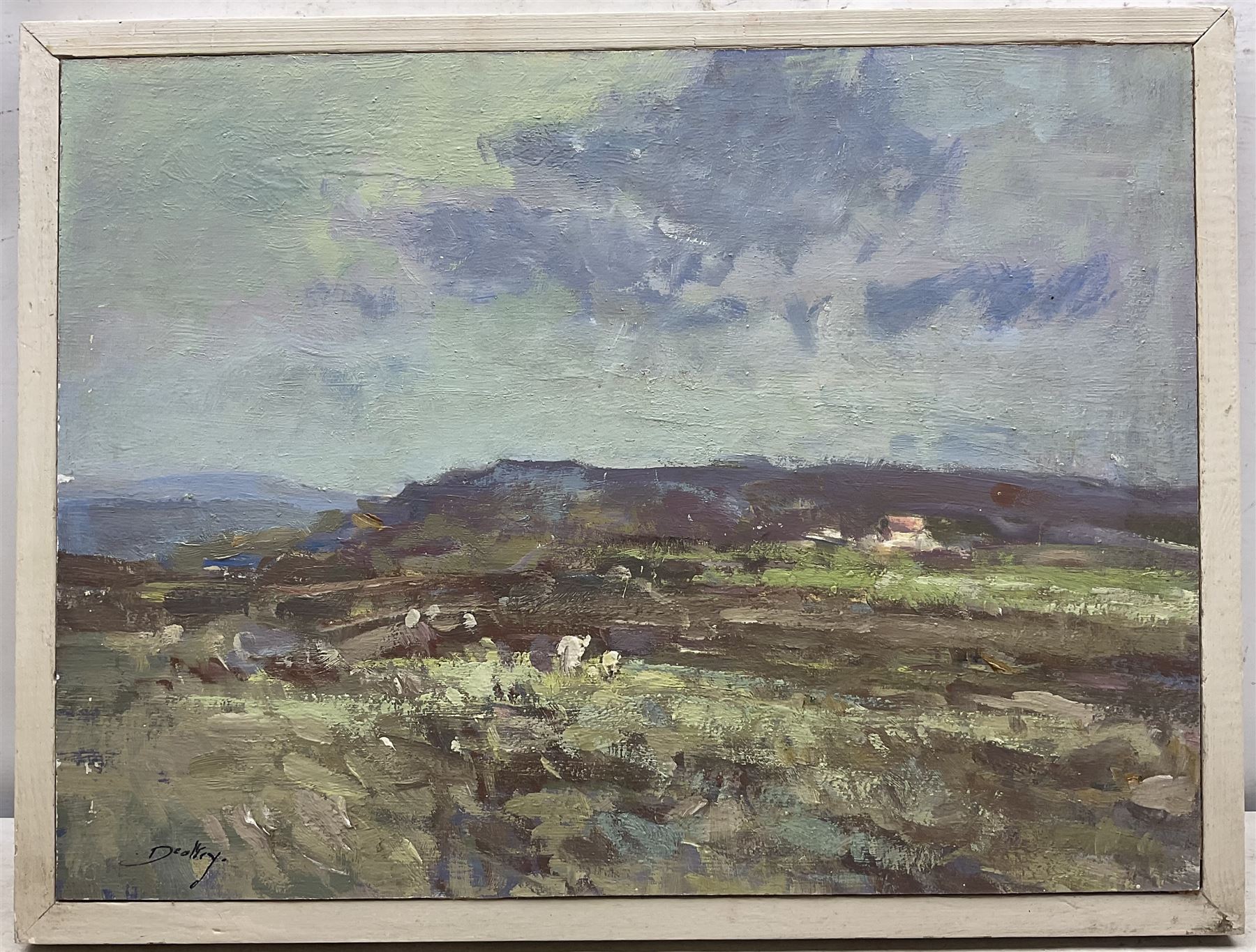 William B Dealtry (British 1915-2007): Sheep in a Landscape, oil on board signed 44cm x 59cm 
Provenance: direct from the family of the artist.