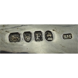 George III silver berry spoon by Solomon Hougham, London 1801 and a George III silver fork, fiddle pattern with bright cut floral decoration by Thomas Wilkes Barker, London 1805, approx 4.5oz