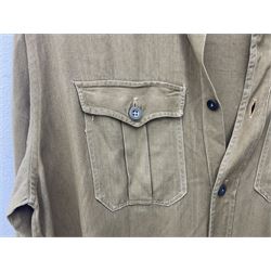 1930s Hitler Youth brown shirt, long length with two pockets, bears triangular badge 'Nord Nordsee'
