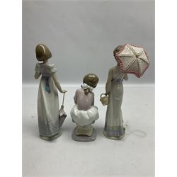 Three Lladro figures, comprising Garden Classic, signed no 7617, Summer Stroll no 7611 and Best Friend no 7620, all with original boxes, largest example H24cm 
