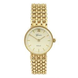 Geneve 9ct gold ladies quartz bracelet wristwatch, hallmarked, boxed