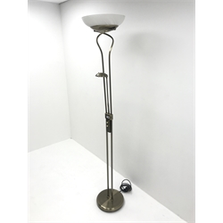 Metal uplighter with reading lamp, H184cm