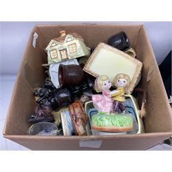 Dolls of the world, together with glass decanters, tea wares and other collectables, in two boxes 
