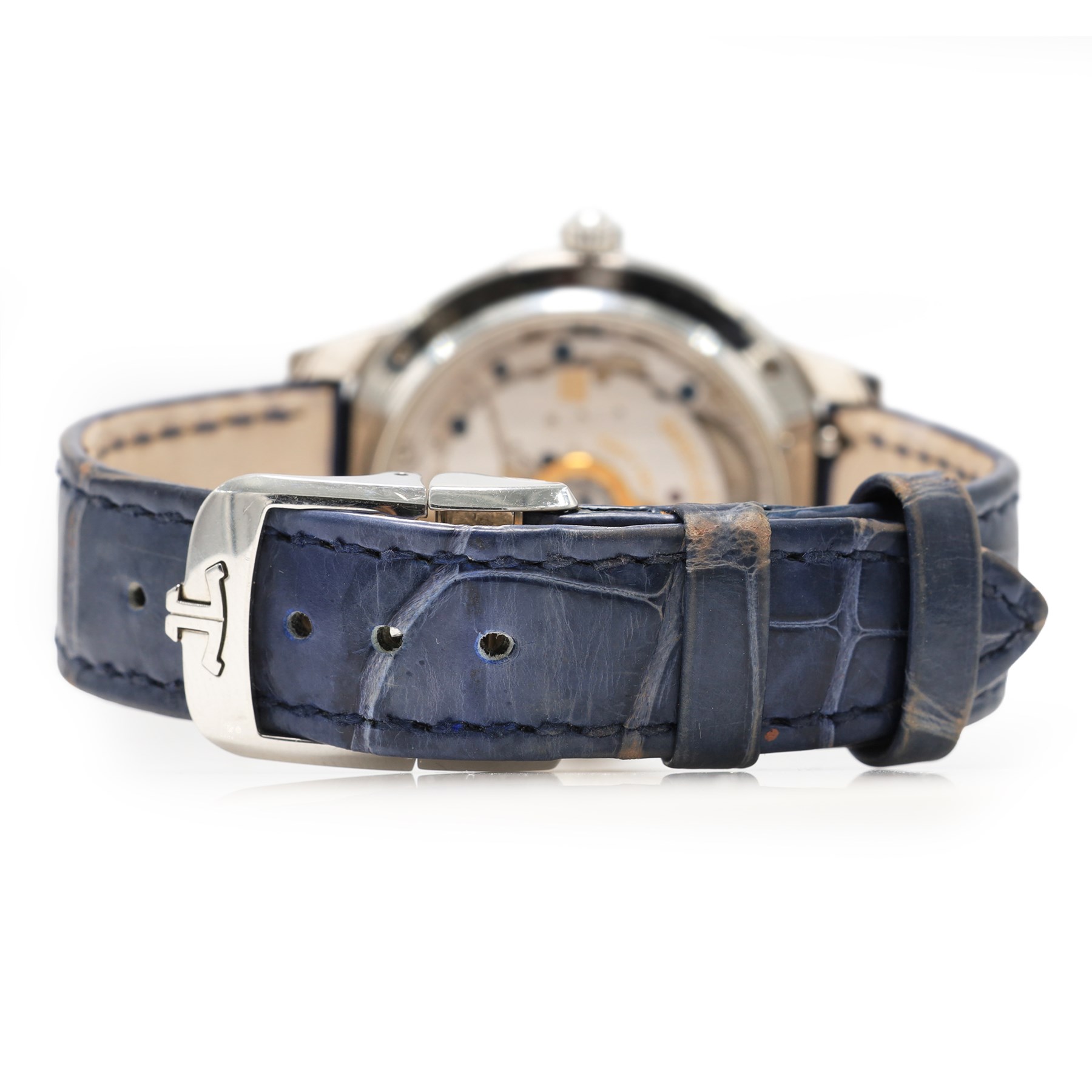Jaeger-LeCoultre Rendez-Vous Night & Day ladies stainless steel diamond automatic wristwatch, Ref. 344.8.37.S, silvered dial with Arabic hour markers, on blue leather strap with fold-over clasp, boxed with original receipt dated 2019