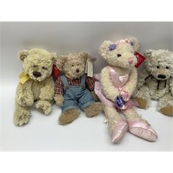 Eighteen Russ teddy bears including Ariella, Chloe, Spencer and Desmond,  mostly with tags, together with six other soft toys, tallest H42cm (24)