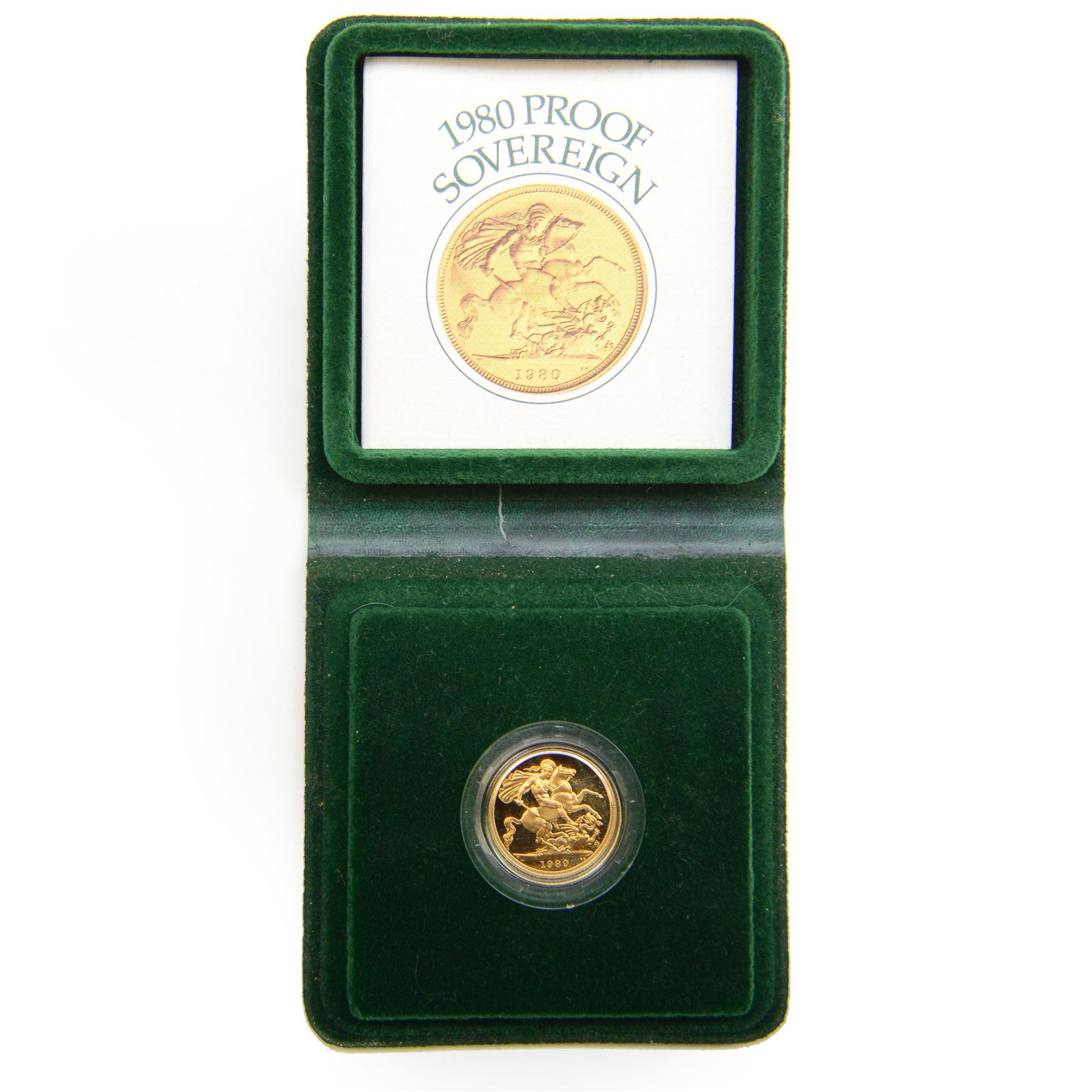 Queen Elizabeth II 1980 gold proof full sovereign coin, cased with certificate