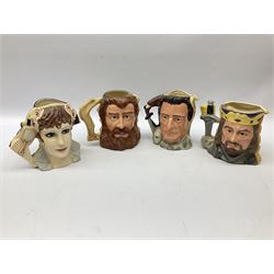 Royal Doulton double-sided character jugs from the Star Crossed Lovers Collection, comprising Napoleon & Josephine D6750, King Arthur & Guinevere D6836, Samson & Delilah D6787 and Antony & Cleopatra D6728