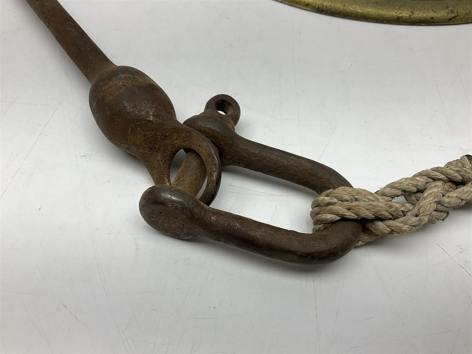 Ship's bell inscribed 'SS Stock Force', the Stock Force later became one of the WW1 'Q' ships and the engines were supplied by Earles Shipbuilders of Hull, H35cm, Notes: The SS Stock Force was built as a small coastal steamship and became HMS Stock FOrce when it was hired by the Royal Navy as a decoy ship (Special Service, Q-ship) in January 1918. She was used in the operation to attack the German submarine UB-80. The Stock Force Captain Commander Harold Auten VC, DSC, RD (22 August 1891 – 3 October 1964) was awarded the Victoria Cross in 1918 following his actions as captain of HMS Stock Force