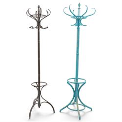 Two Thonet style bentwood coat stands, one painted in blue and gold glitter