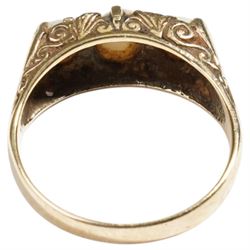 9ct gold opal and sapphire ring, hallmarked