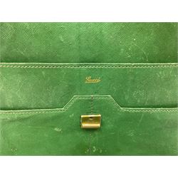 Vintage Gucci leather attache case with green leather, L40cm