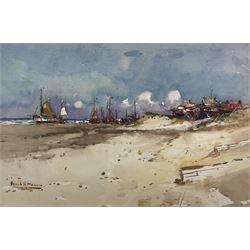 Frank Henry Mason (Staithes Group 1875-1965): Dutch Beach Scene, watercolour signed 20cm x 31cm