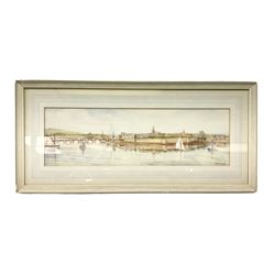 M M Hay (British 20th century): London Thames Landscape, watercolour signed 16cm x 49cm