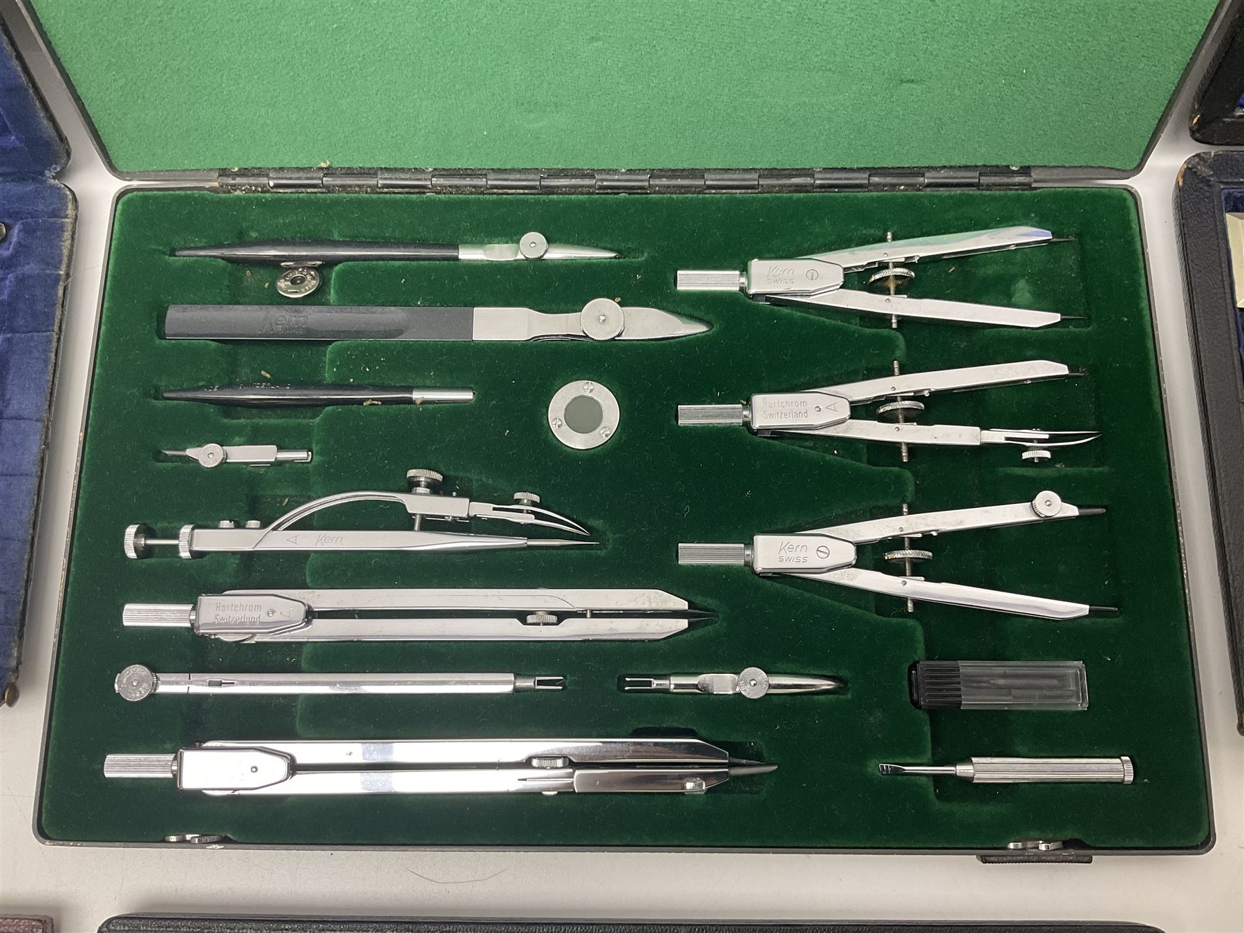 J Halden & Co cased drawing set, together with other cased drawing sets, including examples from prazision garantie and Kern Swiss 