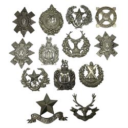 Thirteen Scottish metal Glengarry badges