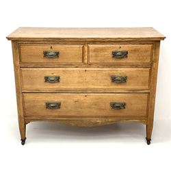 Edwardian oak chest, two short and two long drawers, square tapering supports 
