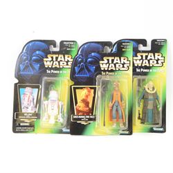 Fifteen Kenner Star Wars The Power Of The Force Collection 2 action figures, comprising Malakili no. 69723, 2-1B Medic Droid no. 69618, Momaw Nadon no. 69629, 4-Lom no. 69688, Admiral Ackbar no. 69686, Admiral Ackbar with Holo Card Back no. 69686, ASP-7 Droid no. 69704, ASP-7 Droid with Holo Card Back no. 69704, Bib Fortuna no. 69812, Saelt Marae no. 69721, R5-D4 no. 69598, Dengar no. 69687, Jawas no. 69607 and Gamorrean Guard no. 69693, all on green card backs