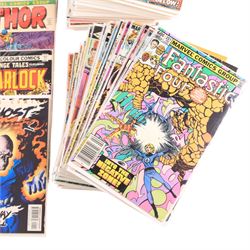 Collection of Bronze age and later Marvel comic books, titles including The Mighty Thor, The Fantastic Four and Alpha Flight etc, mostly bagged and carded (approximately 100)