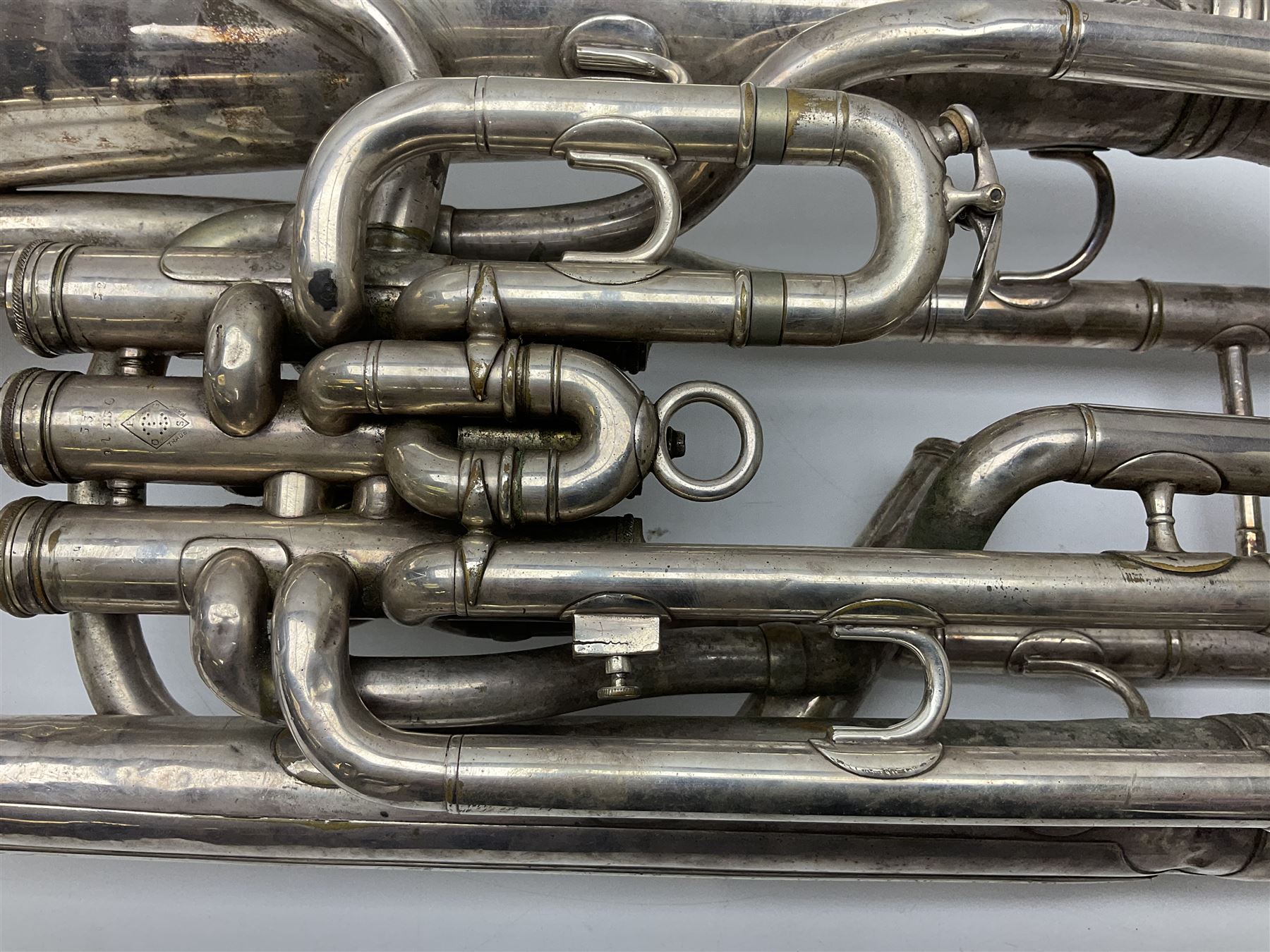 Boosey & Co Class A silver plated four-valve euphonium, serial no.117918 L62cm; in carrying case
