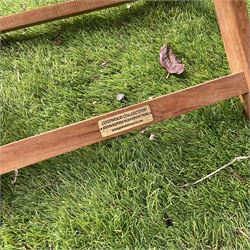 Cotswold Collection - three teak folding garden chairs and foldable table  - THIS LOT IS TO BE COLLECTED BY APPOINTMENT FROM DUGGLEBY STORAGE, GREAT HILL, EASTFIELD, SCARBOROUGH, YO11 3TX