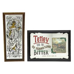 Art Nouveau style Moet & Chandon advertising mirror, together with a Tetley bitter advertising mirror, Tetley H63cm, L89cm