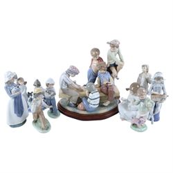 Nao figural group 'The Card Players' together with other Nao figures