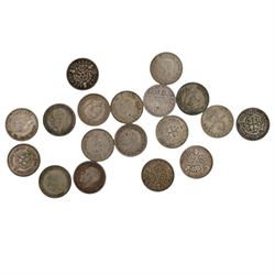 Approximately 1050 grams of Great British pre-1947 silver sixpence coins, and approximately 26 grams of Great British pre-1947 silver threepence coins