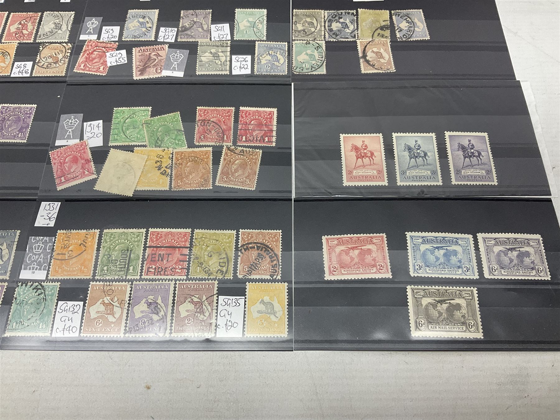 Australian stamps with various Kangaroo issues including used two pounds, King George V Silver Jubilee and other issues etc, housed on stockcards 