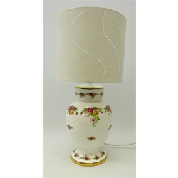  Royal Albert 'Old Country Roses' table lamp, H37cm of main body  