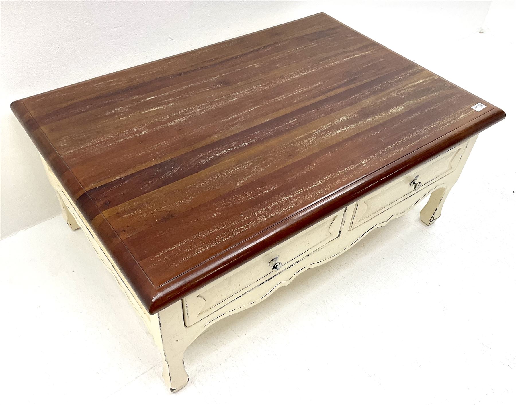 Laura Ashley Bramley range French style cream painted coffee table, two drawers