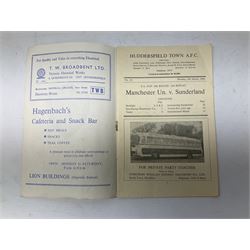 Four 1960s football programmes for F.A. Cup second replay games at neutral grounds - 1964 6th Round Manchester United v Sunderland at Huddersfield; 1967 3rd Round Hull City v Portsmouth at Coventry; 1967 5th Round Sunderland v Leeds at Hull; and 1968 3rd Round Hull City v Middlesbrough at York