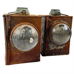 Two railway signal lamps