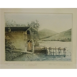  'The Old Bridge', etching signed by Graham Barry Clilverd (British 1883-1959) 18cm x 21cm and Boathouse on Ullswater', ltd.ed coloured etching No.181/200 signed by Michael James Chaplin (British 1943-) 15.5cm x 20cm (2)   