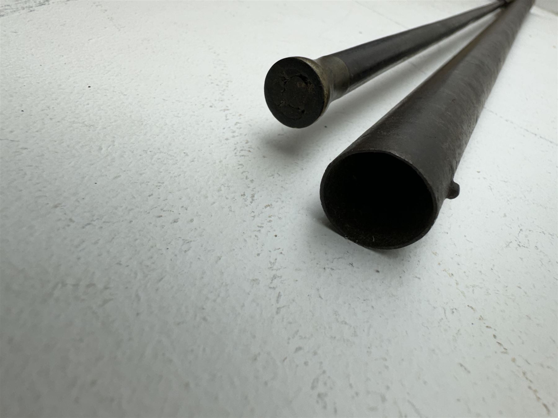 19th century single barrel percussion fire shotgun, muzzle loader, walnut stock with chequered grip and engraved steel fittings, the 84cm (33