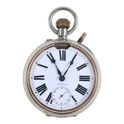 Early 20th century goliath keyless Swiss lever pocket watch by M M & Co, patent No. 10292,...