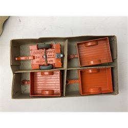 Dinky - trade shop stock box containing four Universal Jeeps No.25Y; and two others containing four Land-Rover Trailers No.27M and three (ex.4) Land-Rovers No.27D (3)
