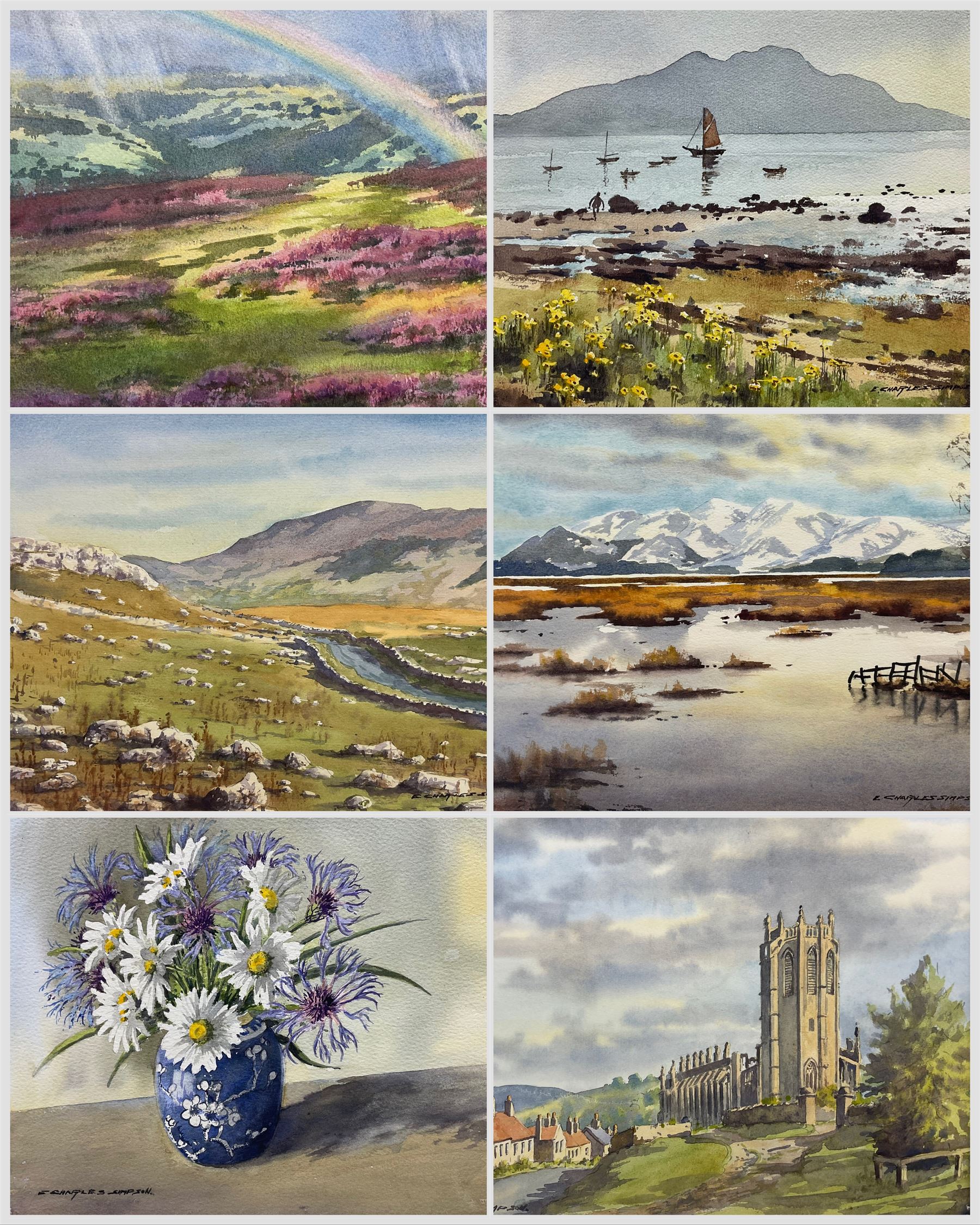 Ernest Charles Simpson (British 1915-2007): Landscapes and Still Life, six watercolours signed, many titled verso 27cm x 37cm (6)