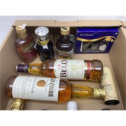 Mixed alcohol, to include Glen Corrie, three year old Blended Scotch whisky, Bells Blended Scotch whisky, vintage port, Captain Morgans spiced rum etc 