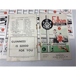 Fulham F.C. programmes - twenty-seven home matches 1949/50 - 1957/58; and two photocopies of memorabilia items