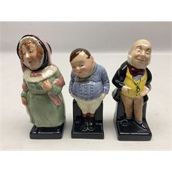 Sixteen Royal Doulton Charles Dickens figures, to include Oliver Twist, Fat Boy, Fagan, Stiggins etc, all with printed marks beneath