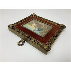 Set of three 20th century miniatures in ornate gilt frames, in the style of Boucher, H13cm, L15cm