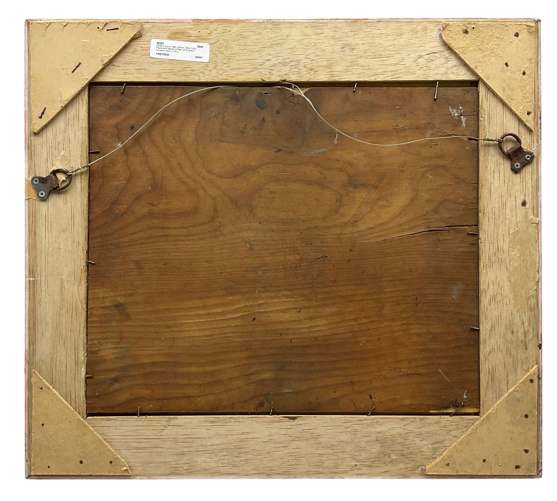 Circle of Arthur Spooner (British 1873-1962): Figure with Horse in Field, oil on panel unsigned, attributed verso 30cm x 35cm