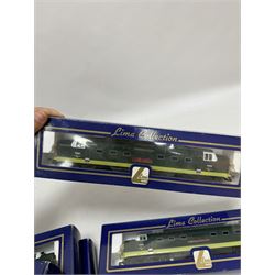 Five Lima ‘00’ gauge Class 55 Co-Co Deltic diesel locomotives, comprising four L204952 examples, including one with original name and number Crepello no. D9012 and three reworked as Argyll & Sutherland Highlander no. D9021, Royal Highlanders Fusilier no. D9019, St Paddy no. D9001 and a L204951The Prince of Wales Own Regiment of Yorkshire no. D9005, all in BR two tone green livery, all boxed 