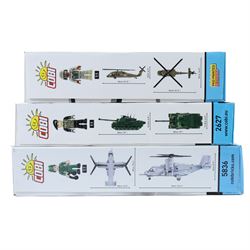 Three Cobi Bricks Armed Forces sets, comprising 1:32 scale no. 5906 Sikorsky UH-60 Black Hawk, 1:35 scale no. 2627 Challenger 2 and 1:48 scale no. 5836 Bell Boeing V-22 Osprey, all in sealed boxes