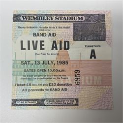 Live Aid memorabilia 13th July 1985 Wembley Stadium - Official Programme with ticket; and The Global Juke Box T-shirt
