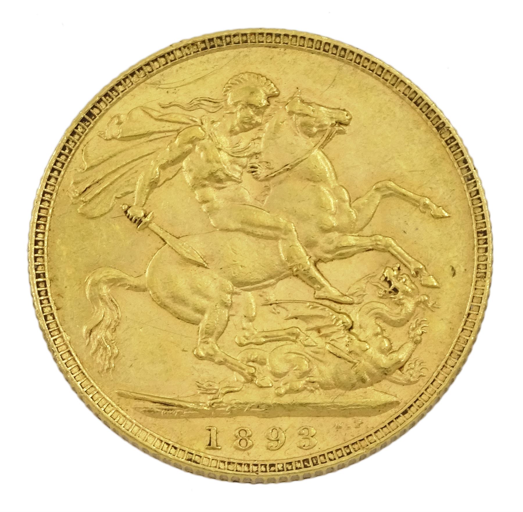 Queen Victoria 1893 gold full sovereign coin
