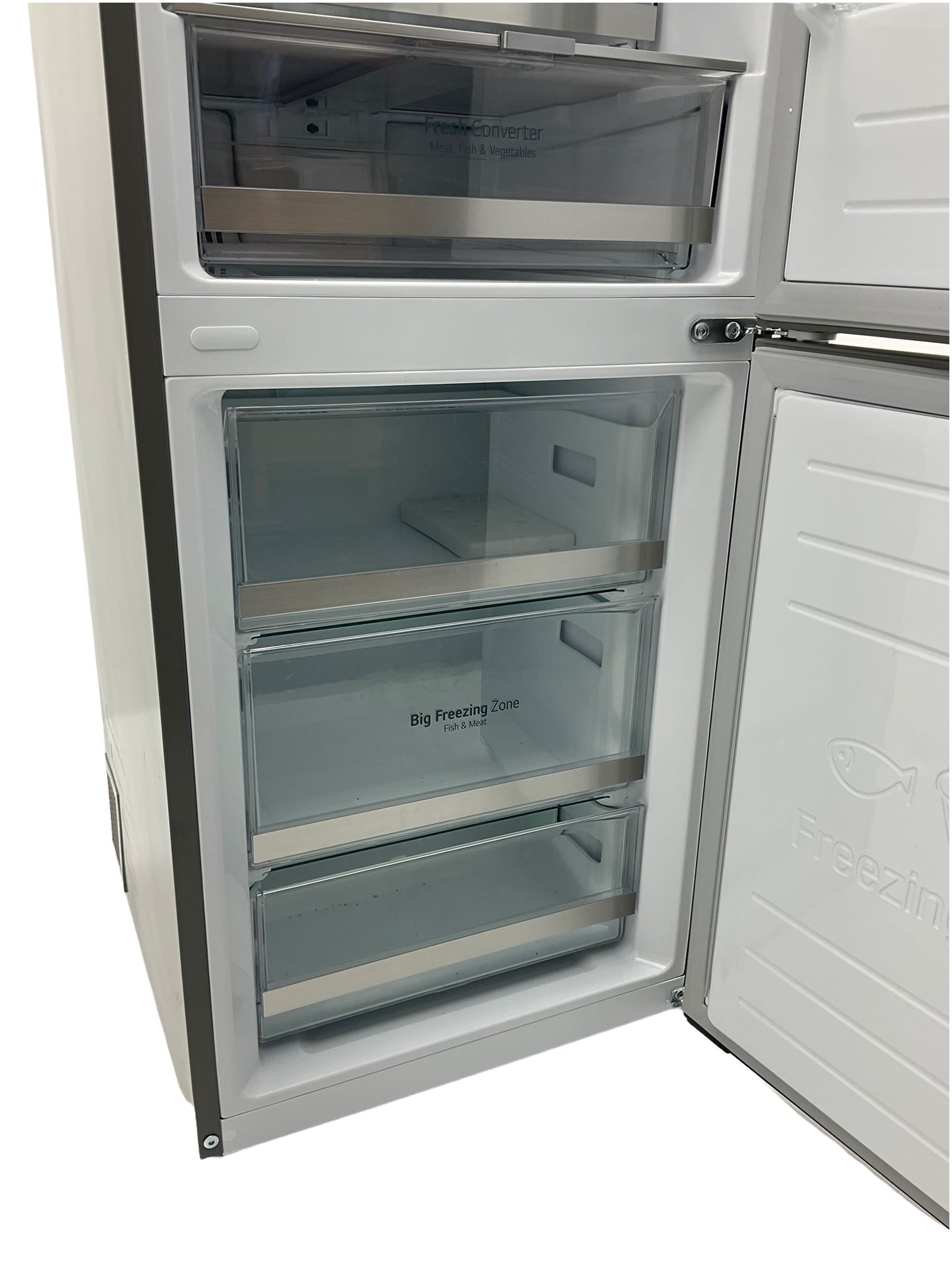 LG ThinQ GBB92STAXP fridge with three drawer freezer