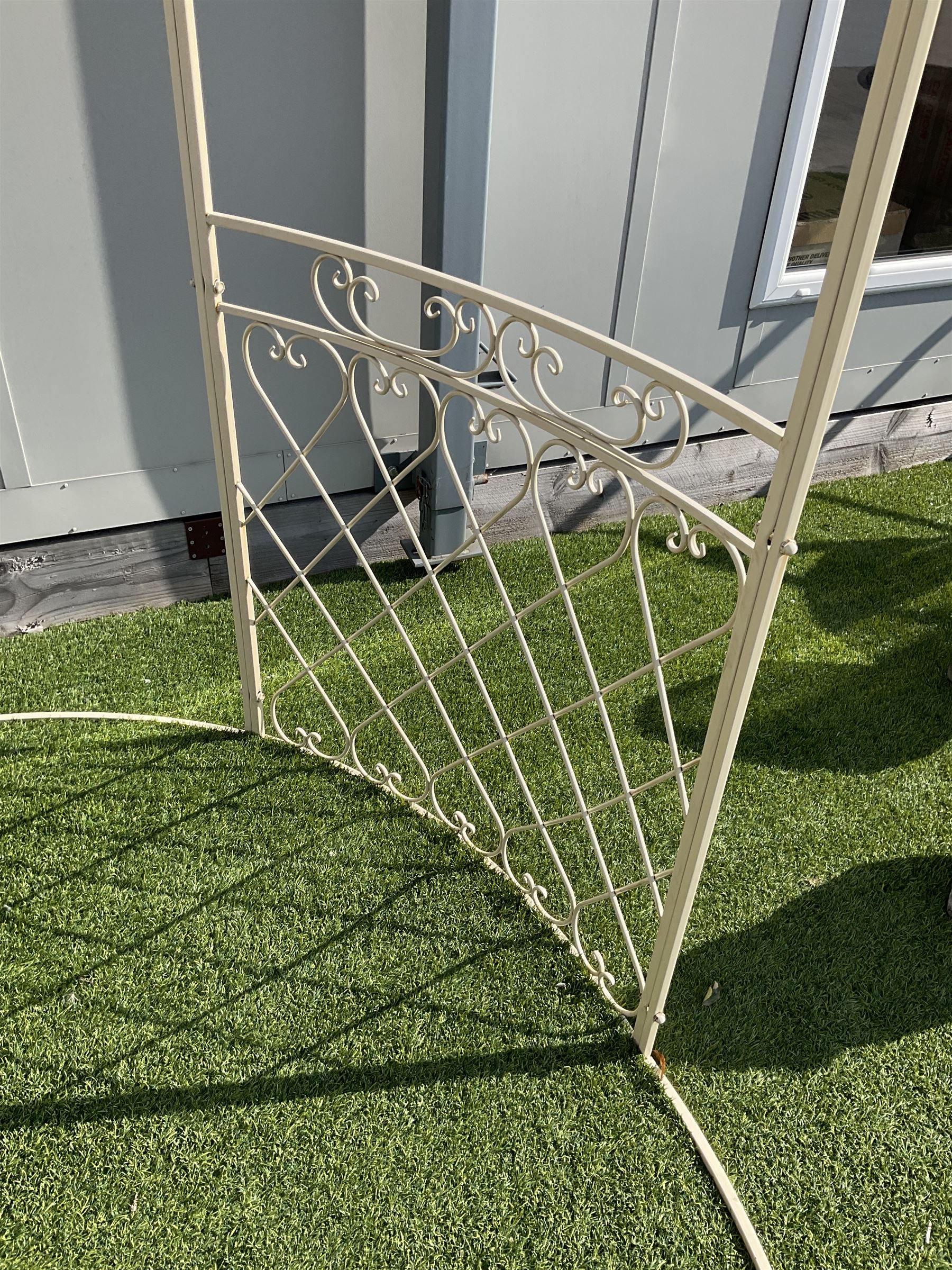 Wrought metal cream painted Gazebo 
 - THIS LOT IS TO BE COLLECTED BY APPOINTMENT FROM DUGGLEBY STORAGE, GREAT HILL, EASTFIELD, SCARBOROUGH, YO11 3TX