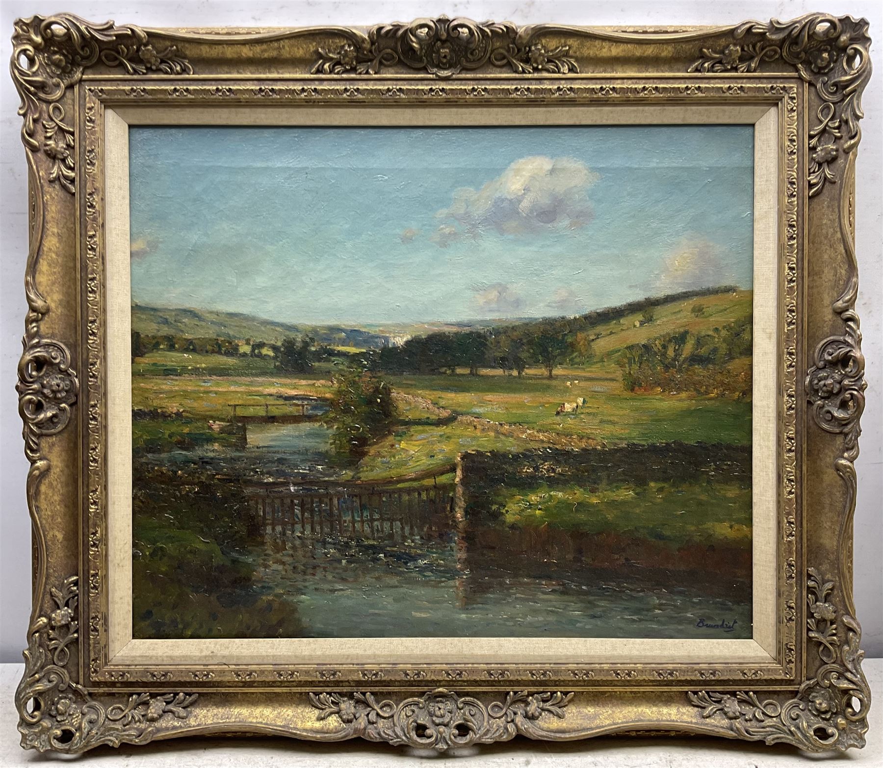 Reginald Grange Brundrit RA ROI (British 1883-1960): Yorkshire Dales Stream, oil on canvas signed 49cm x 59cm