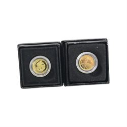 Two The London Mint Office 2009 9ct gold 1 gram half crown coins, Queen Elizabeth II Tristan Da Cunha 2014 'The World War One Centenary Silver Crown Set', The Royal Mint 2008 one ounce fine silver Britannia, United Kingdom 1986 brilliant uncirculated coin collection and other coins